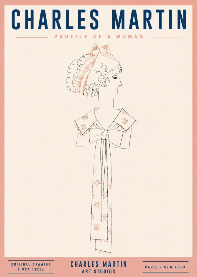 Charles Martin Profile of a Woman No2 - Juliste