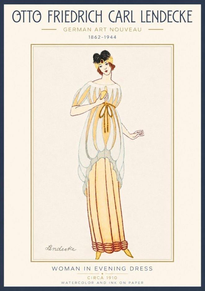 Otto Friedrich Carl Lendecke Woman in Evening Dress No4 - Juliste