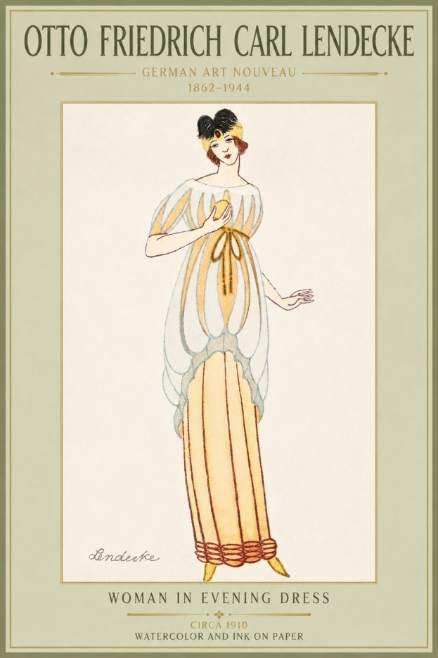 Otto Friedrich Carl Lendecke Woman in Evening Dress No5 - Juliste