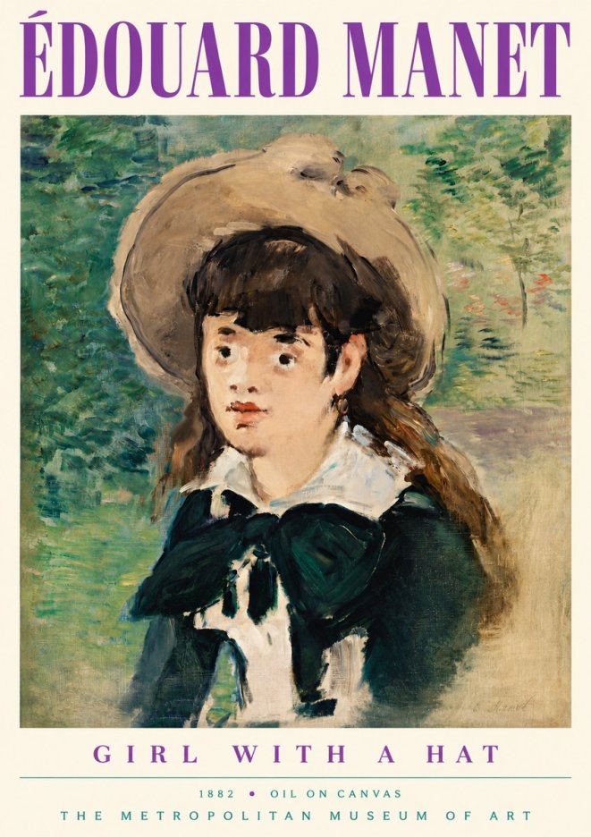 Édouard Manet Girl with a Hat No5 - Juliste