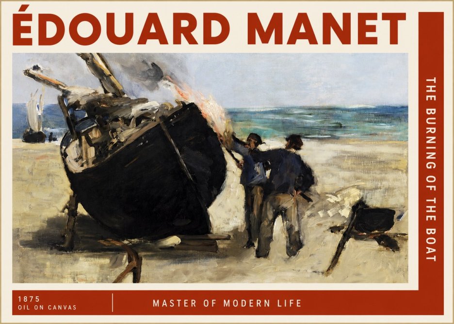 Édouard Manet The Burning of the Boat No2 - Juliste