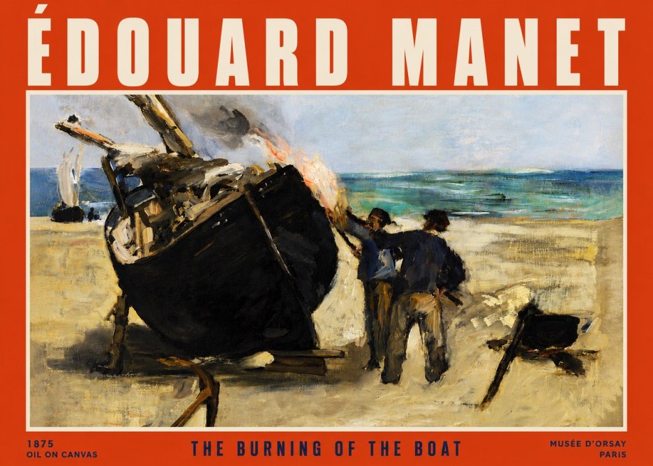 Édouard Manet The Burning of the Boat No4 - Juliste
