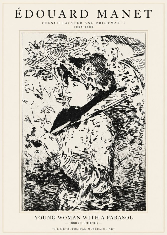 Édouard Manet Young Woman with a Parasol No1 - Juliste