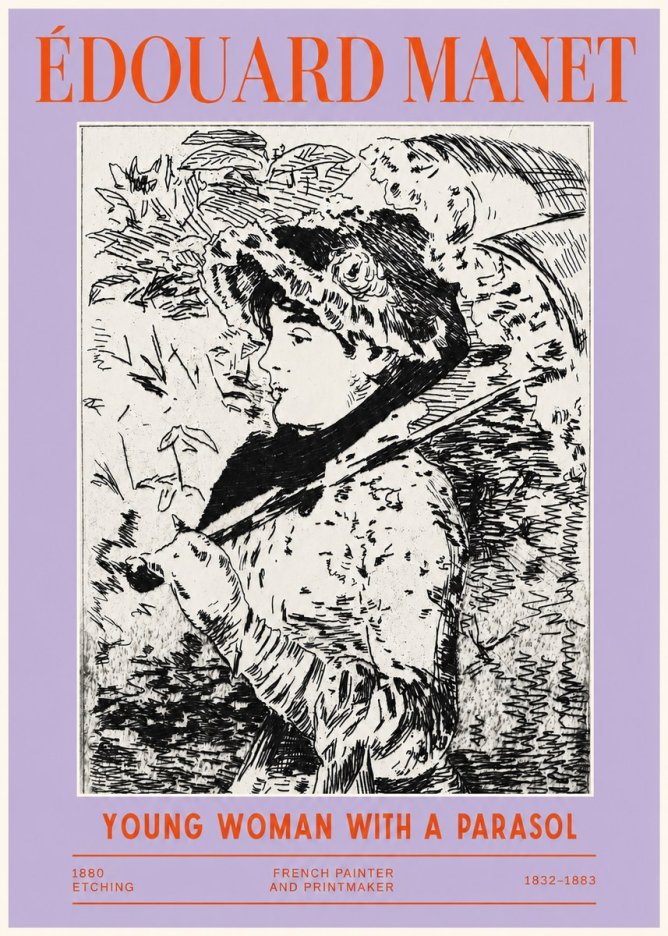 Édouard Manet Young Woman with a Parasol No2 - Juliste