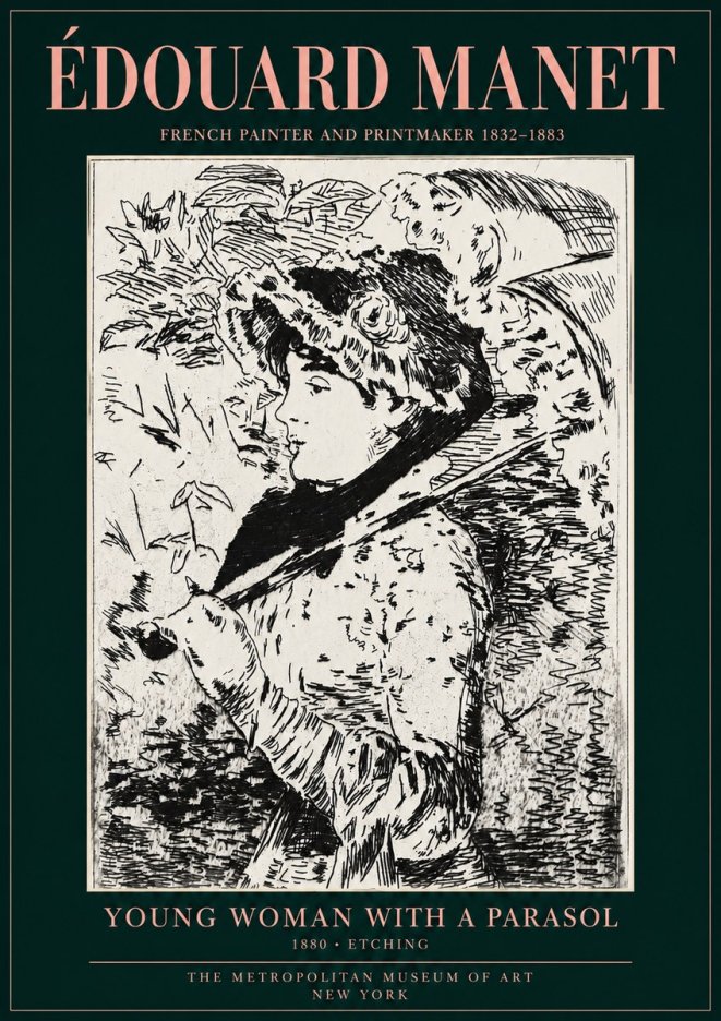 Édouard Manet Young Woman with a Parasol No3 - Juliste