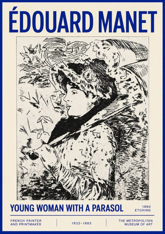 Édouard Manet Young Woman with a Parasol No4 - Juliste