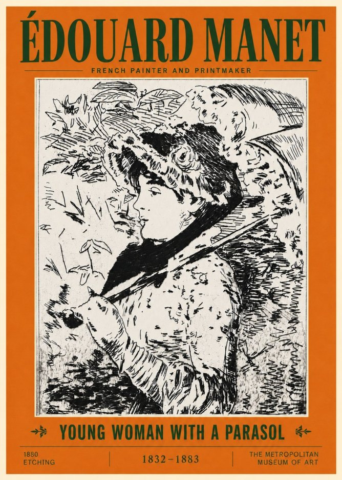 Édouard Manet Young Woman with a Parasol No5 - Juliste