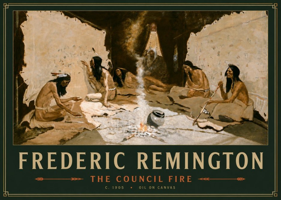 Frederic Remington The Council Fire I No4 - Juliste