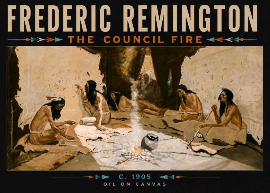 Frederic Remington The Council Fire I No6 - Juliste
