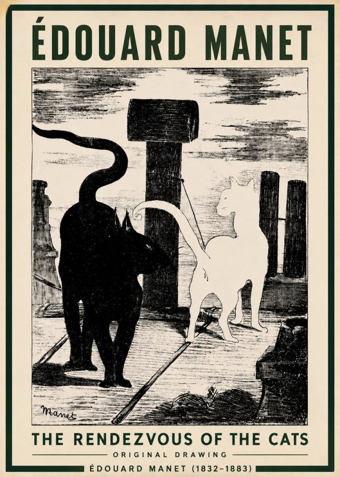Édouard Manet The Rendezvous of the Cats No3 - Juliste