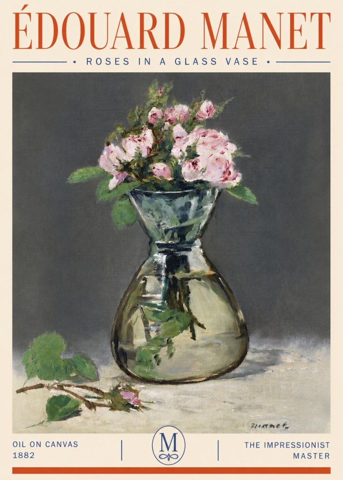 Édouard Manet Roses in a Glass Vase II No4 - Juliste