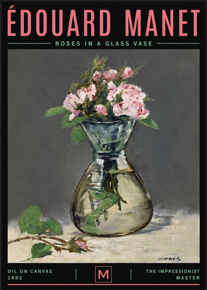 Édouard Manet Roses in a Glass Vase II No6 - Juliste