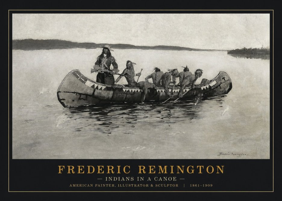 Frederic Remington Indians in a Canoe No1 - Juliste