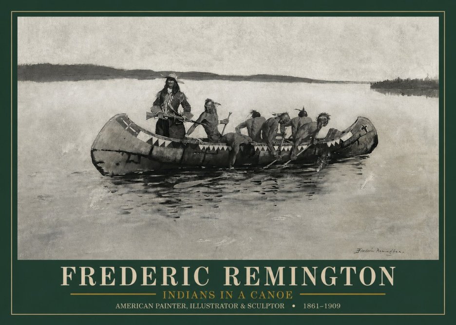 Frederic Remington Indians in a Canoe No3 - Juliste