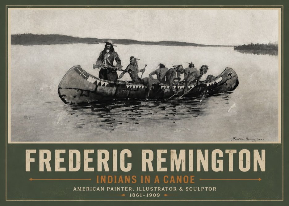 Frederic Remington Indians in a Canoe No5 - Juliste