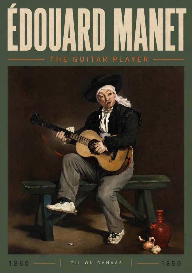 Édouard Manet The Guitar Player No5 - Juliste