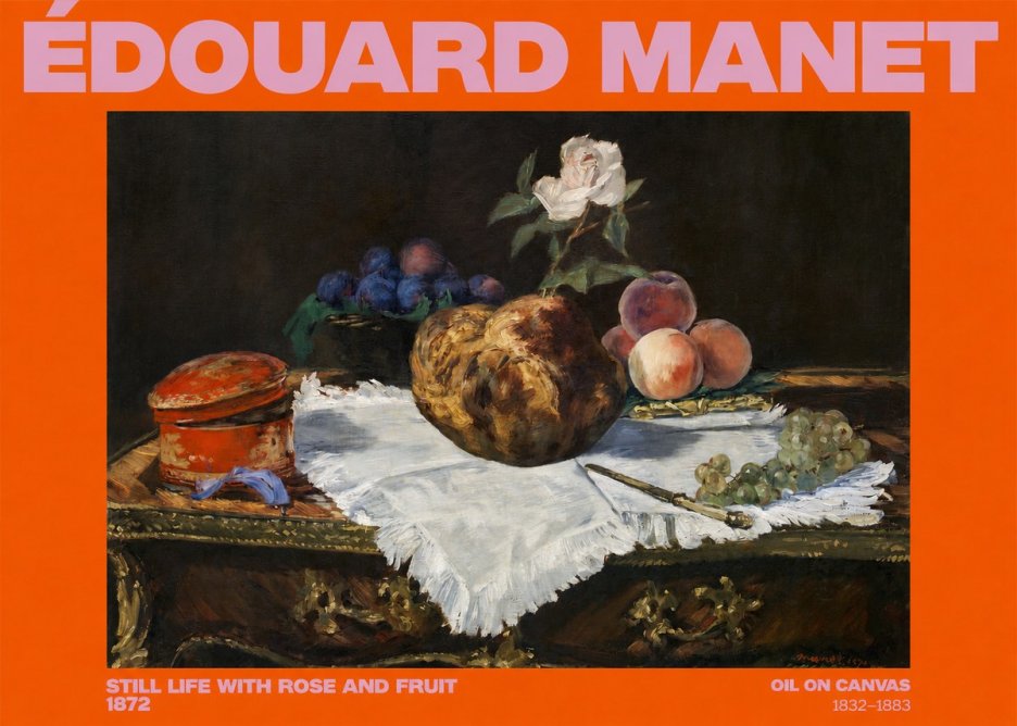 Édouard Manet Still Life with Rose and Fruit No2 - Juliste