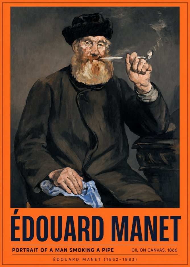 Édouard Manet Portrait of a Man Smoking a Pipe No2 - Juliste