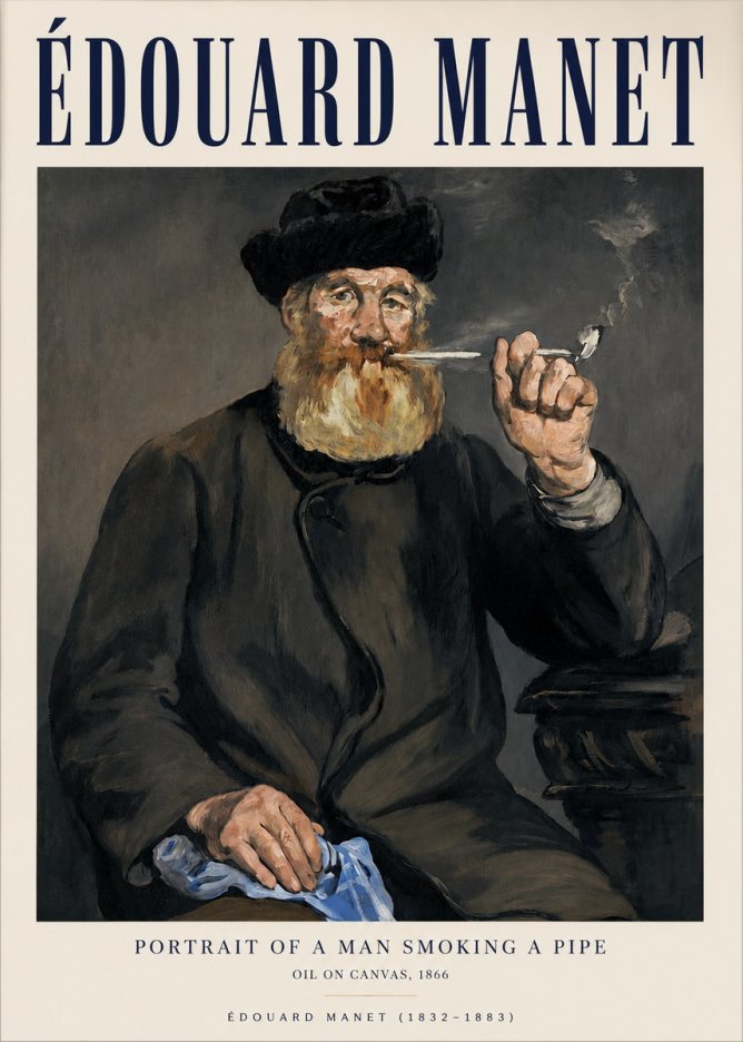 Édouard Manet Portrait of a Man Smoking a Pipe No3 - Juliste