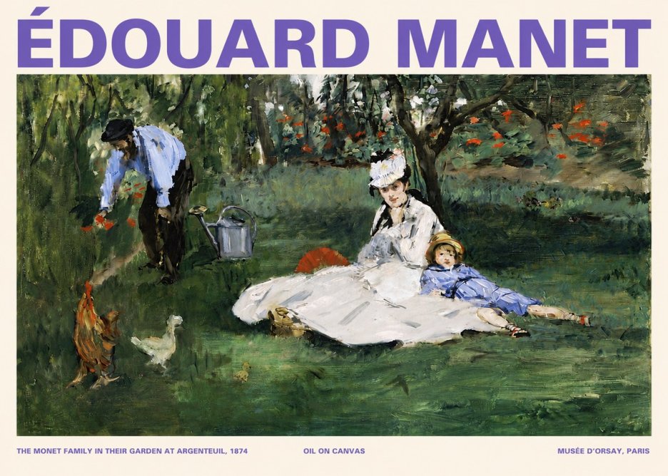 Édouard Manet The Monet Family in Their Garden at Argenteuil, 1874 No4 - Juliste