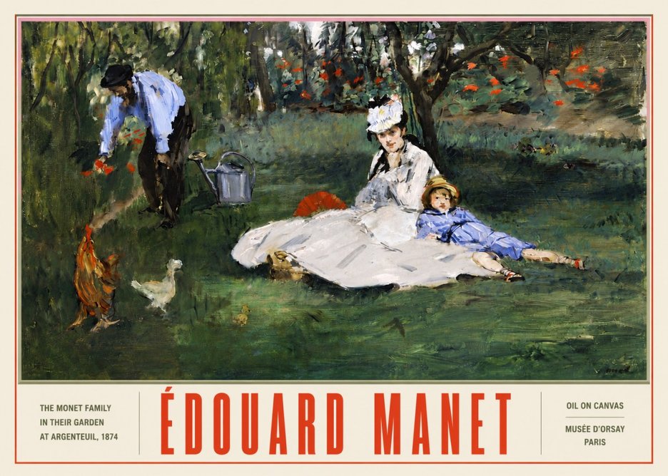 Édouard Manet The Monet Family in Their Garden at Argenteuil, 1874 No5 - Juliste