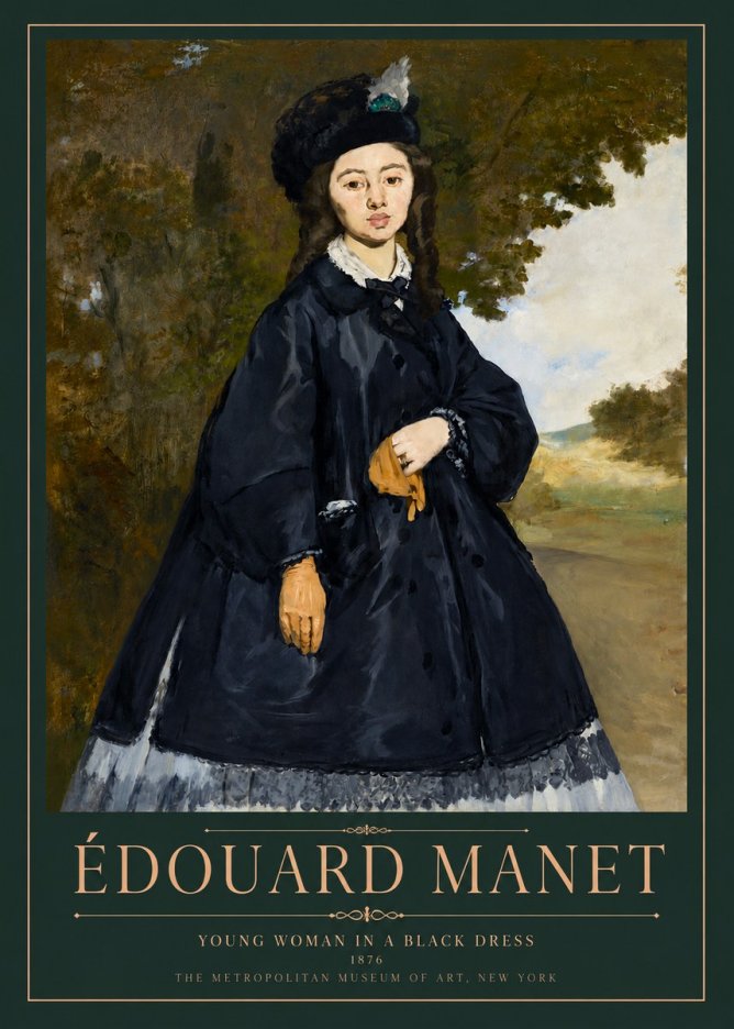 Édouard Manet Young Woman in a Black Dress No3 - Juliste