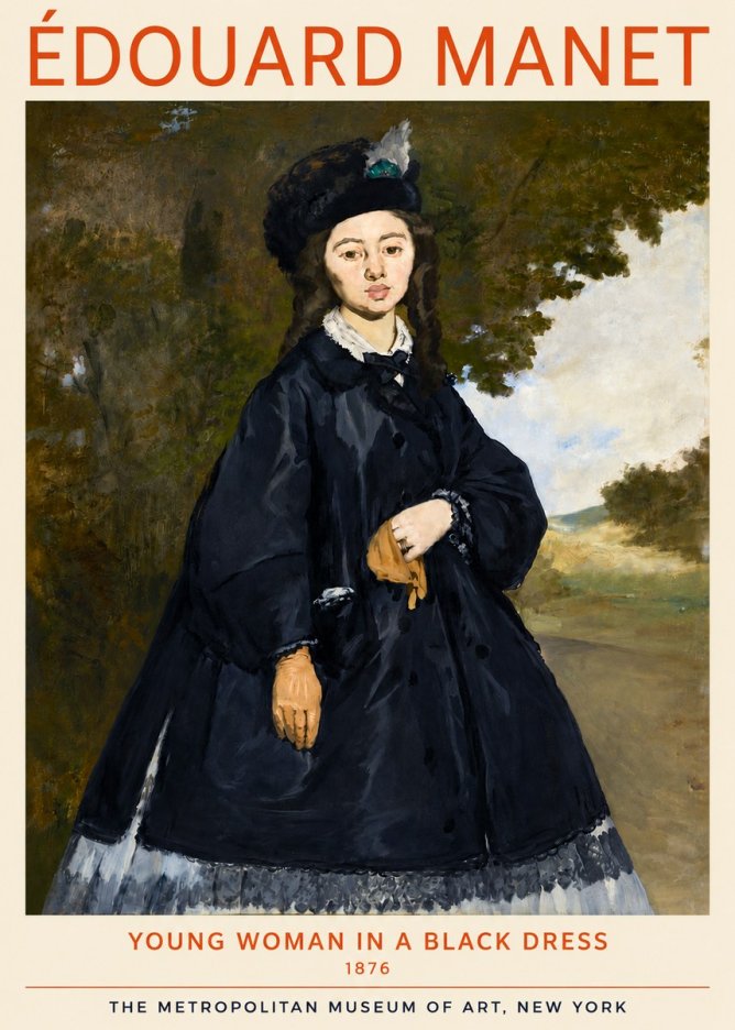 Édouard Manet Young Woman in a Black Dress No4 - Juliste