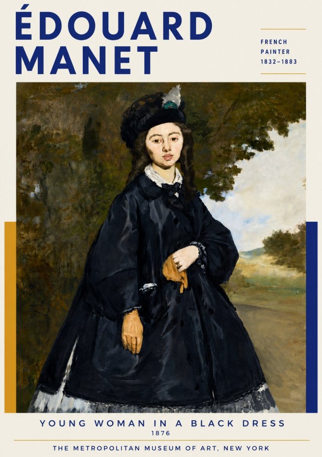 Édouard Manet Young Woman in a Black Dress No6 - Juliste