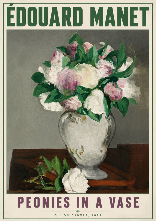 Édouard Manet Peonies in a Vase No6 - Juliste