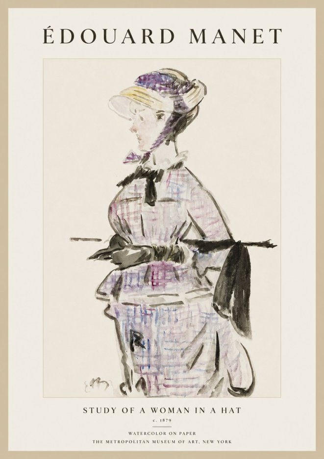 Édouard Manet Study of a Woman in a Hat No1 - Juliste