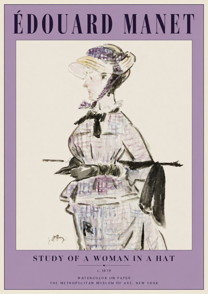 Édouard Manet Study of a Woman in a Hat No2 - Juliste