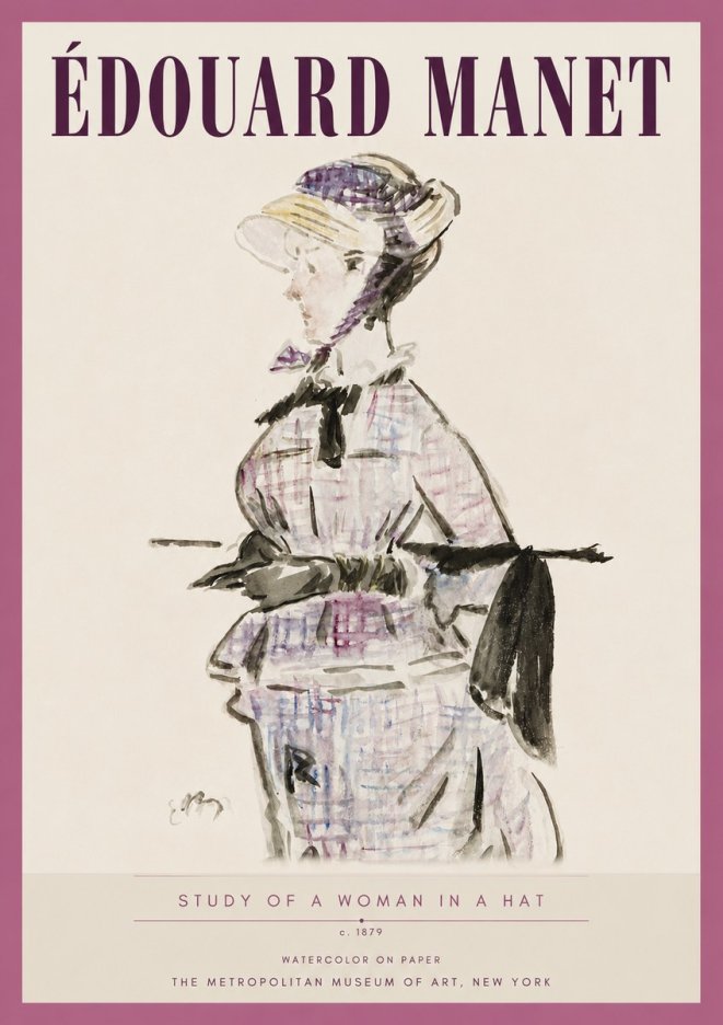 Édouard Manet Study of a Woman in a Hat No4 - Juliste