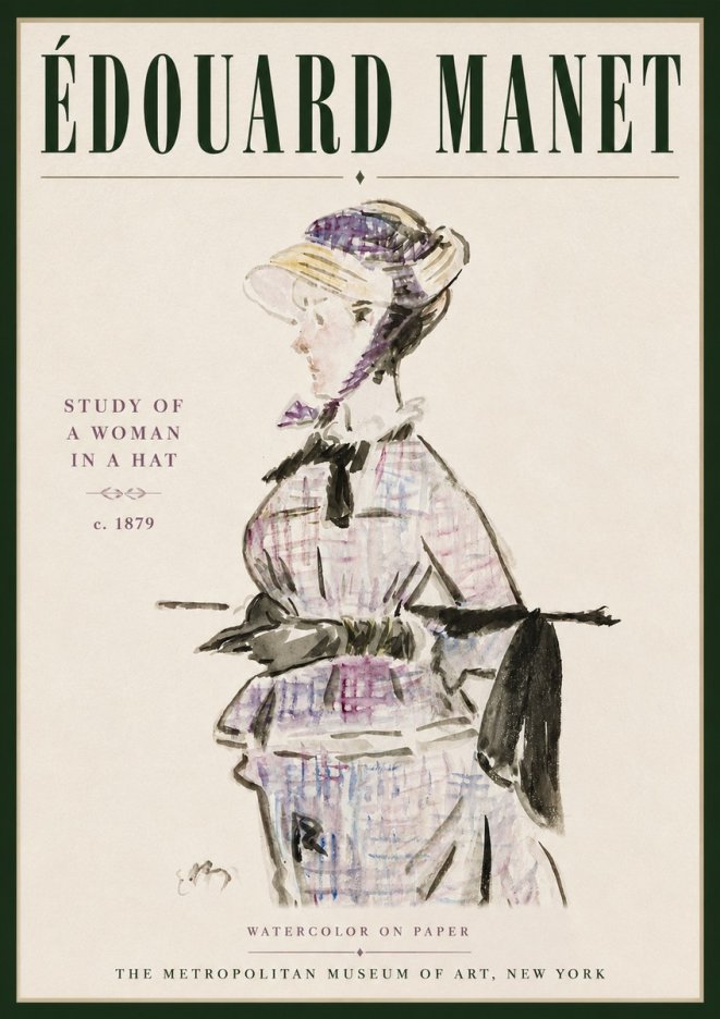 Édouard Manet Study of a Woman in a Hat No5 - Juliste