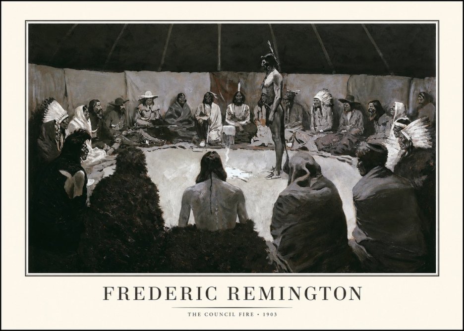 Frederic Remington The Council Fire II No1 - Juliste