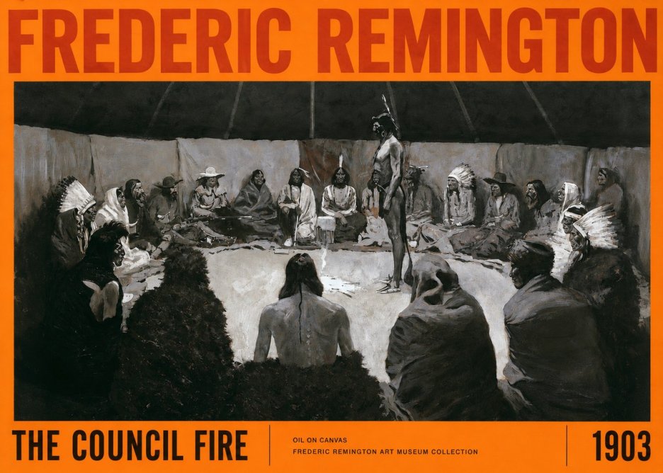 Frederic Remington The Council Fire II No2 - Juliste