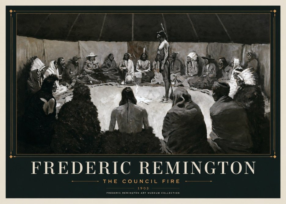 Frederic Remington The Council Fire II No3 - Juliste