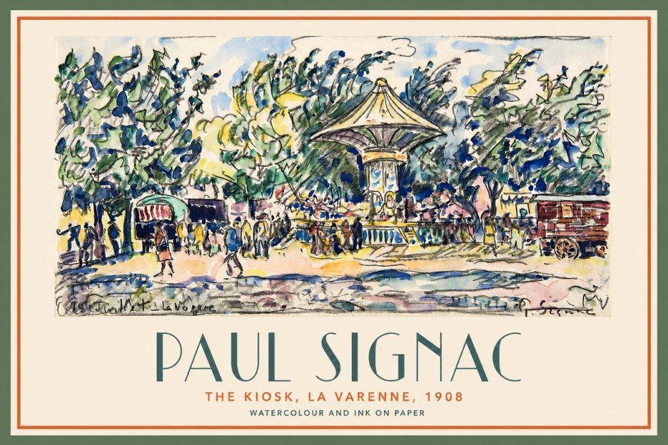 Signac The Kiosk, La Varenne, 1908 No2 - Juliste