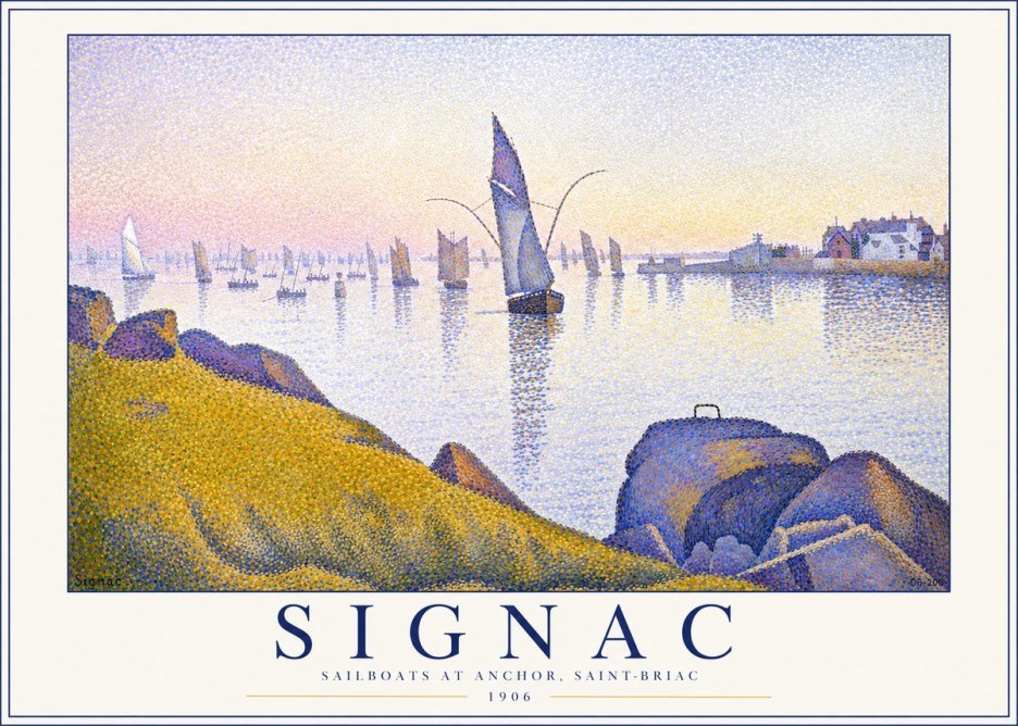 Signac Sailboats at Anchor, Saint-briac No1 - Juliste