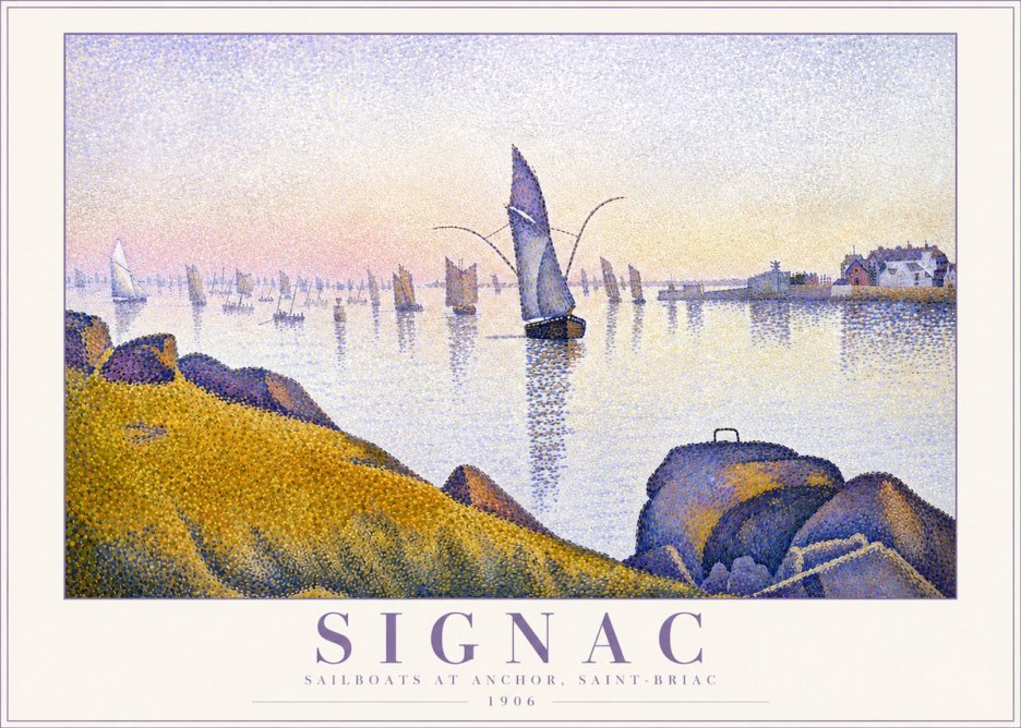 Signac Sailboats at Anchor, Saint-briac No2 - Juliste
