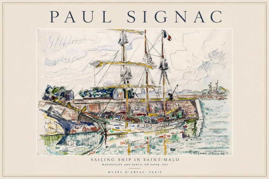 Signac Sailing Ship in Saint-malo No1 - Juliste