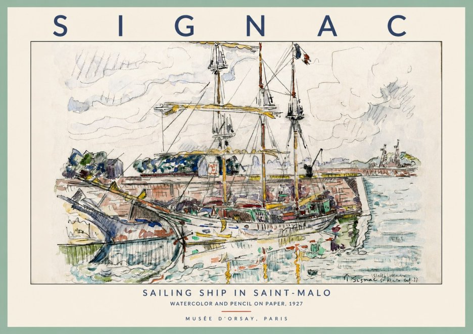 Signac Sailing Ship in Saint-malo No2 - Juliste