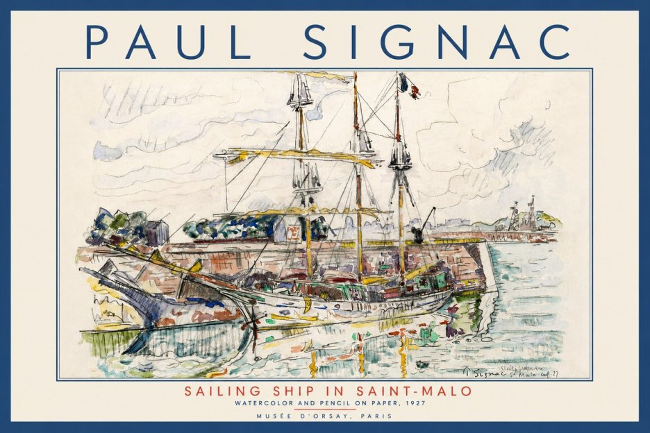 Signac Sailing Ship in Saint-malo No3 - Juliste