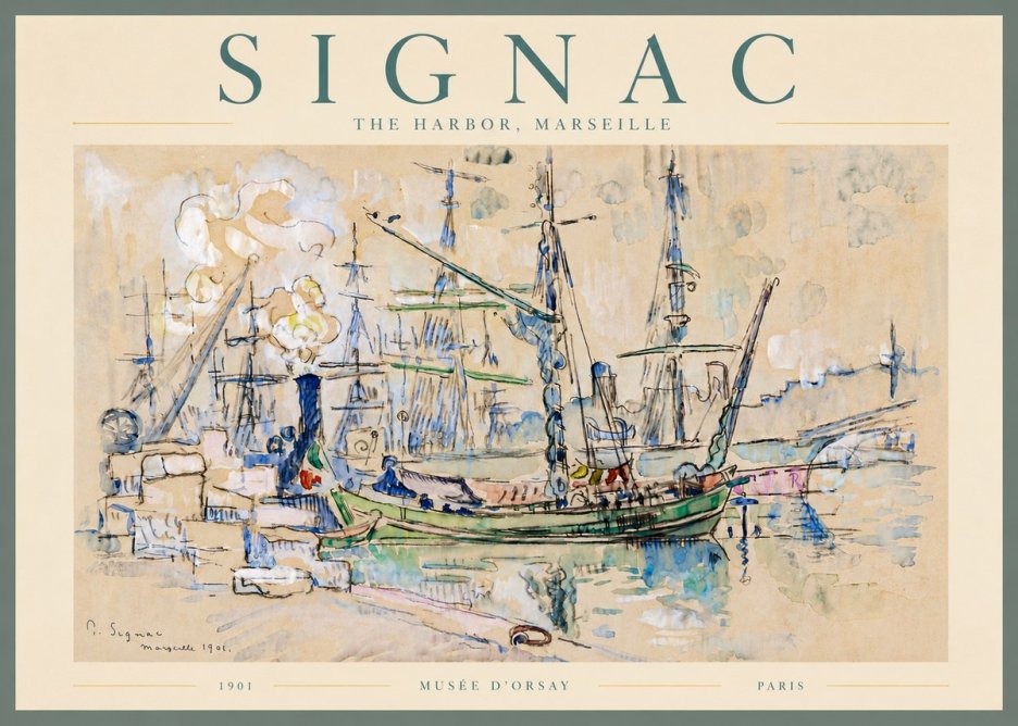 Signac The Harbor, Marseille No6 - Juliste
