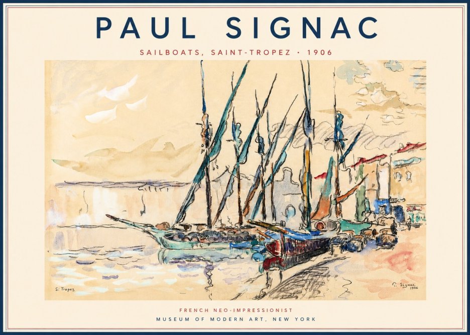 Signac Sailboats, Saint-tropez No3 - Juliste