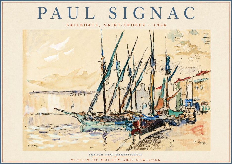 Signac Sailboats, Saint-tropez No6 - Juliste