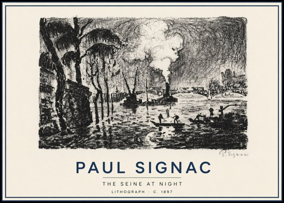 Signac The Seine at Night No3 - Juliste