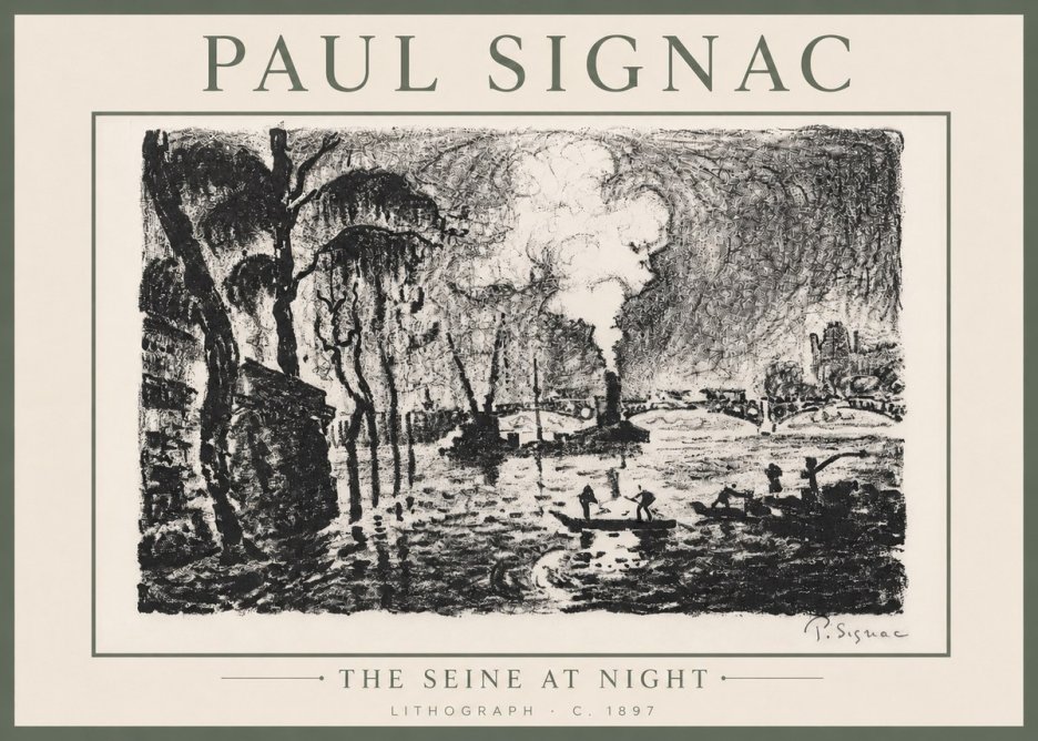 Signac The Seine at Night No6 - Juliste