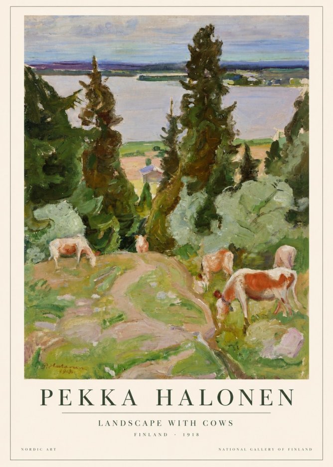 Pekka Halonen Landscape with Cows No1 - Juliste