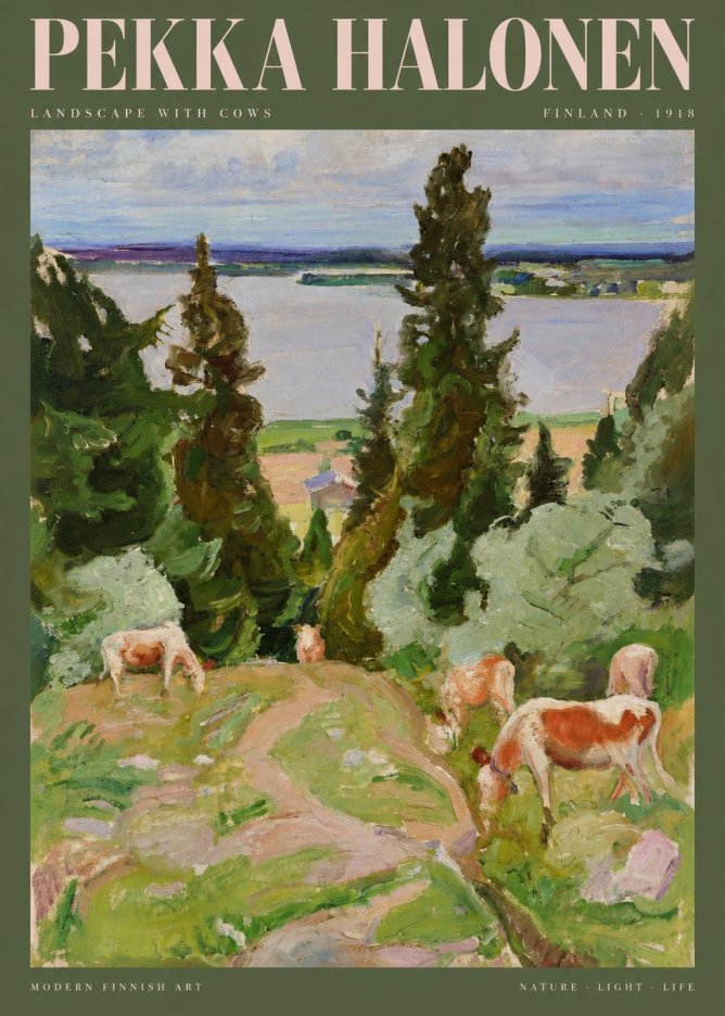 Pekka Halonen Landscape with Cows No2 - Juliste