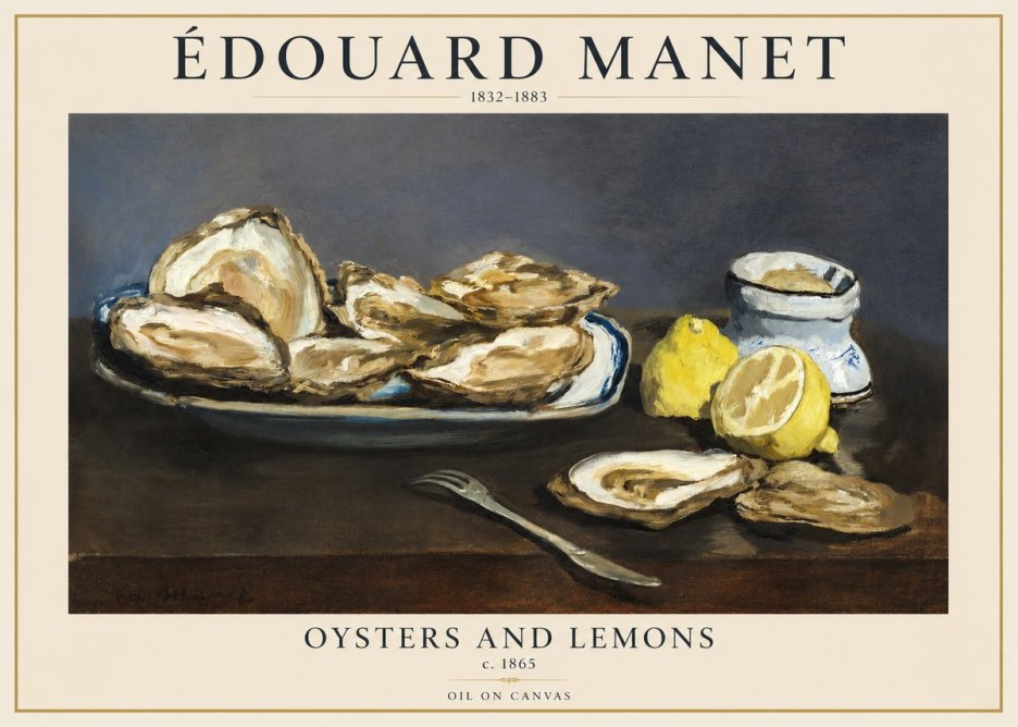 Édouard Manet Oysters and Lemons No1 - Juliste